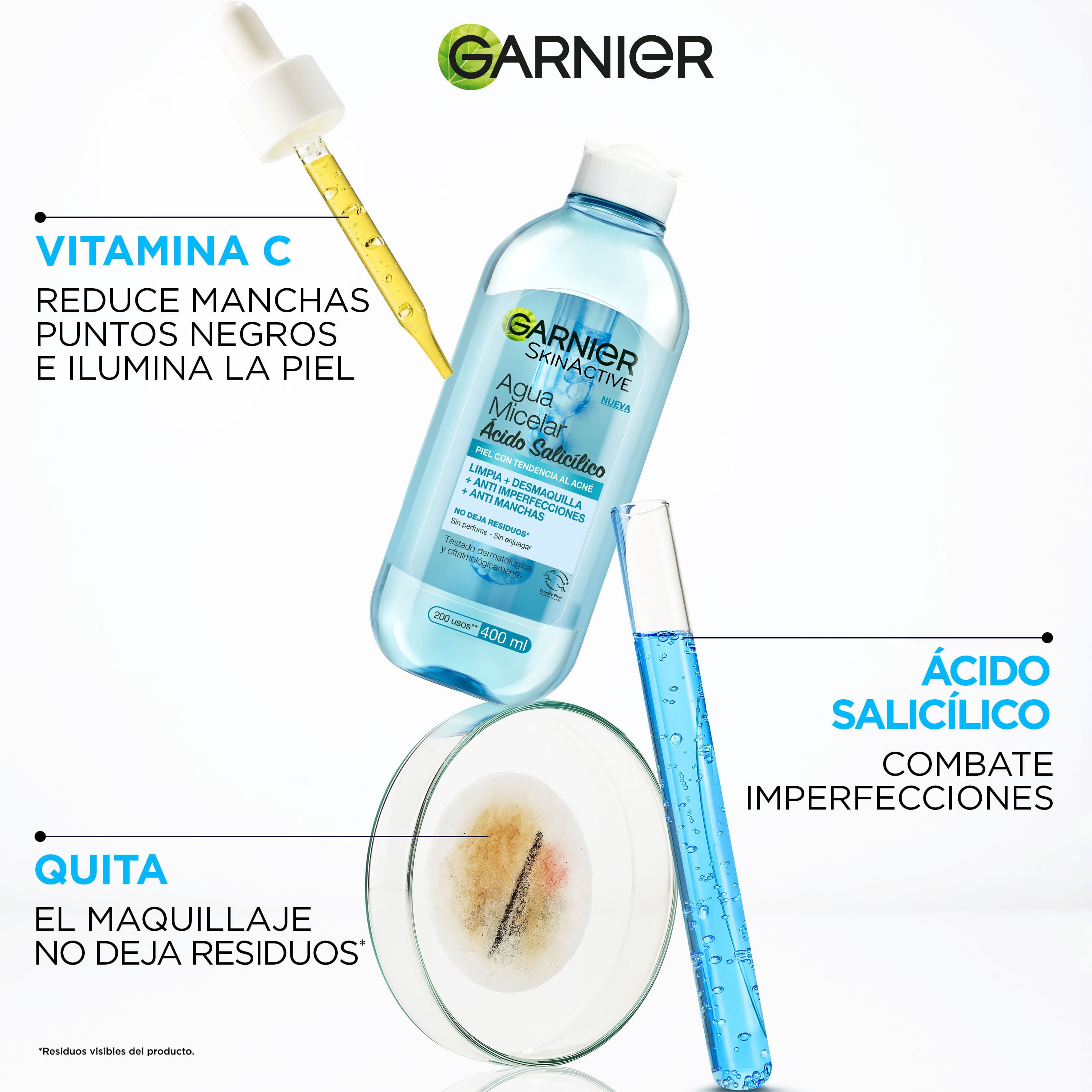 Imagen Agua Micelar Express Aclara Anti-Imperfecciones beneficios Vitamina C y Ácido Salicílico